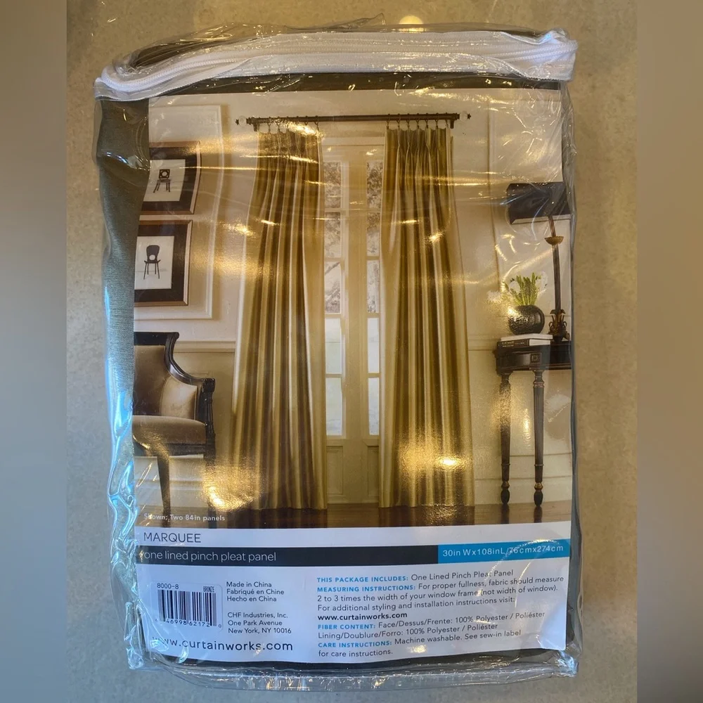 NWT Curtainworks Bronze Marquee One Line Pleat Panel - Picture 2 of 2